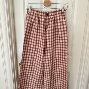 Lou & Grey Gingham Linen Wide Leg Pants Size Small
